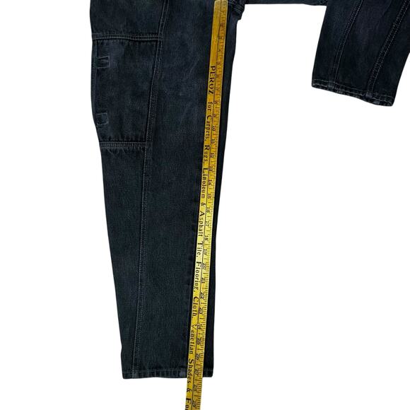 Vintage Gitano Jeans Black High Waist Tapered cargo Pleated Denim 90s sz 13/14 - Picture 5 of 11